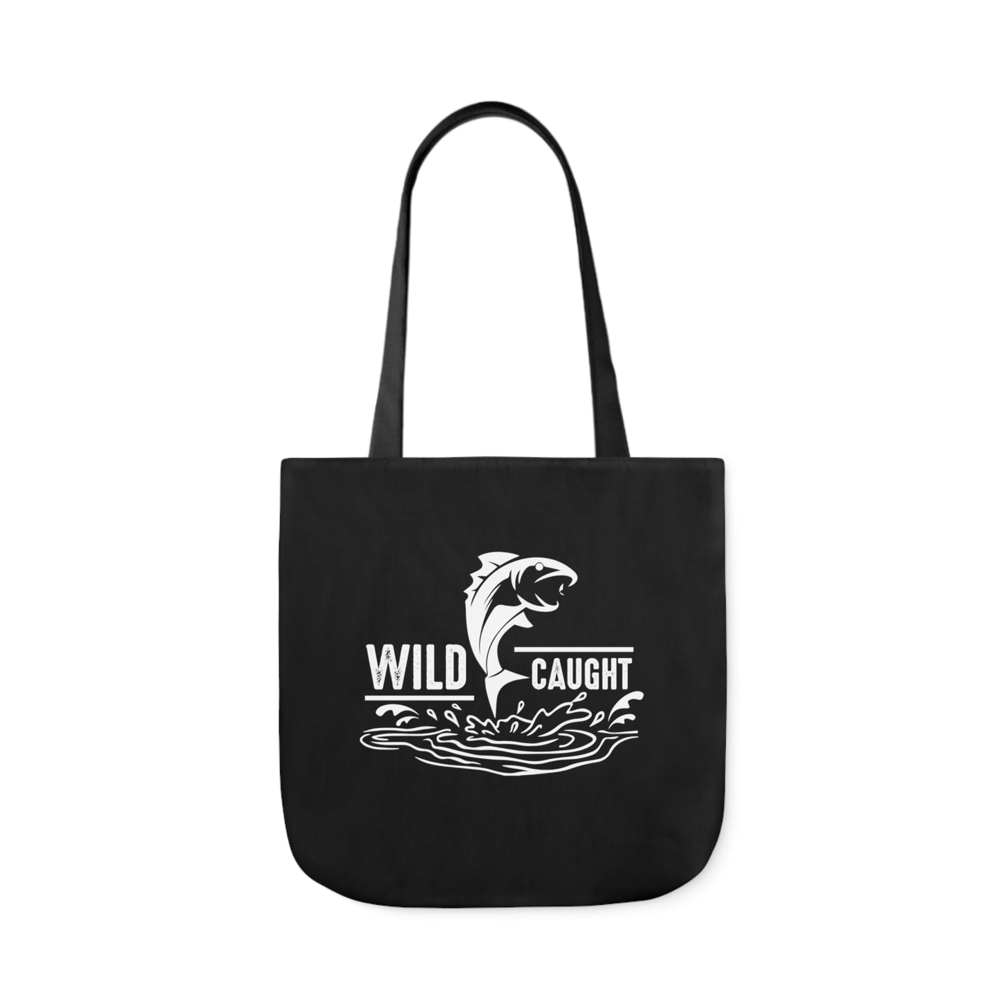 Wild Caught Polyester Canvas Tote Bag in Black