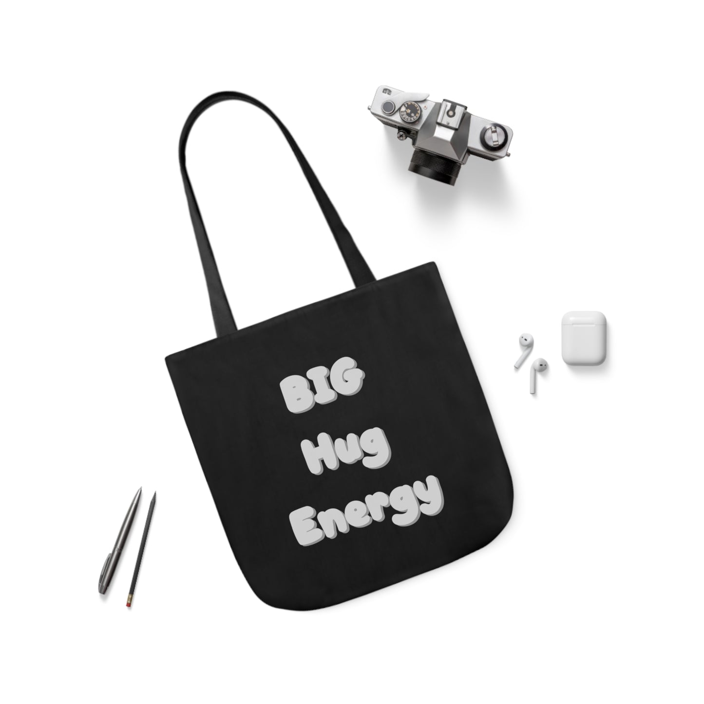 BIG Hug Energy Polyester Canvas Tote Bag in Black