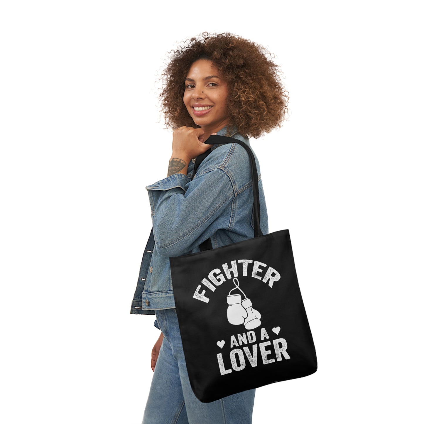 Fighter & A Lover Polyester Canvas Tote Bag in Black