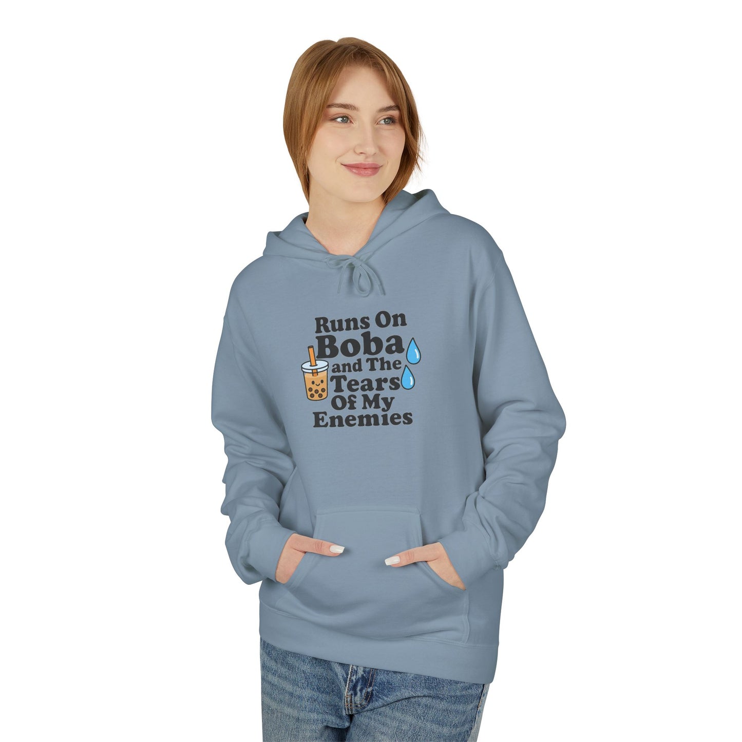 Runs On Boba Unisex Midweight Softstyle Fleece Hoodie