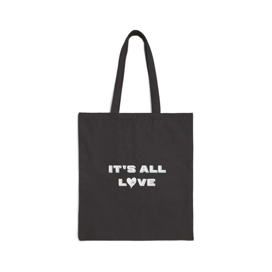 It's All Love Cotton Canvas Tote Bag in Black