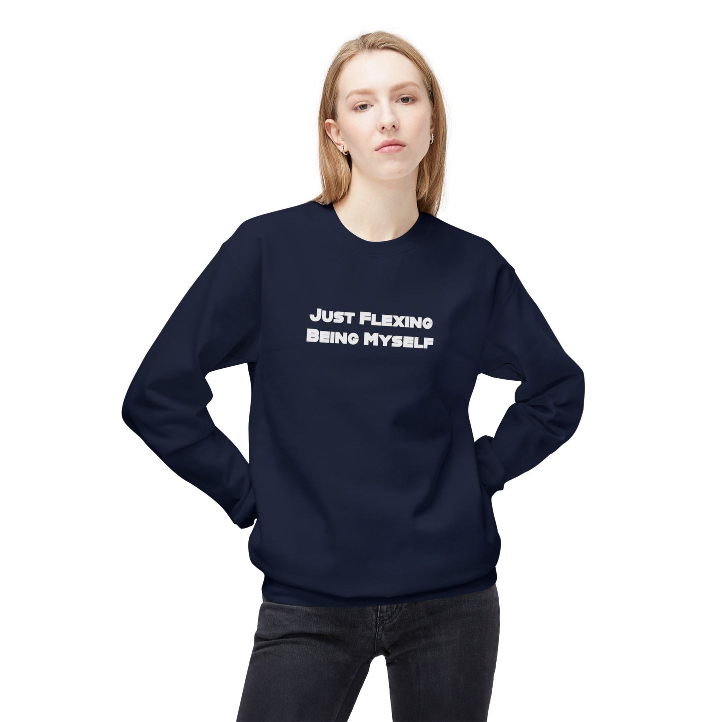 Just Flexing Being Myself Unisex Midweight Softstyle Fleece Crewneck Sweatshirt