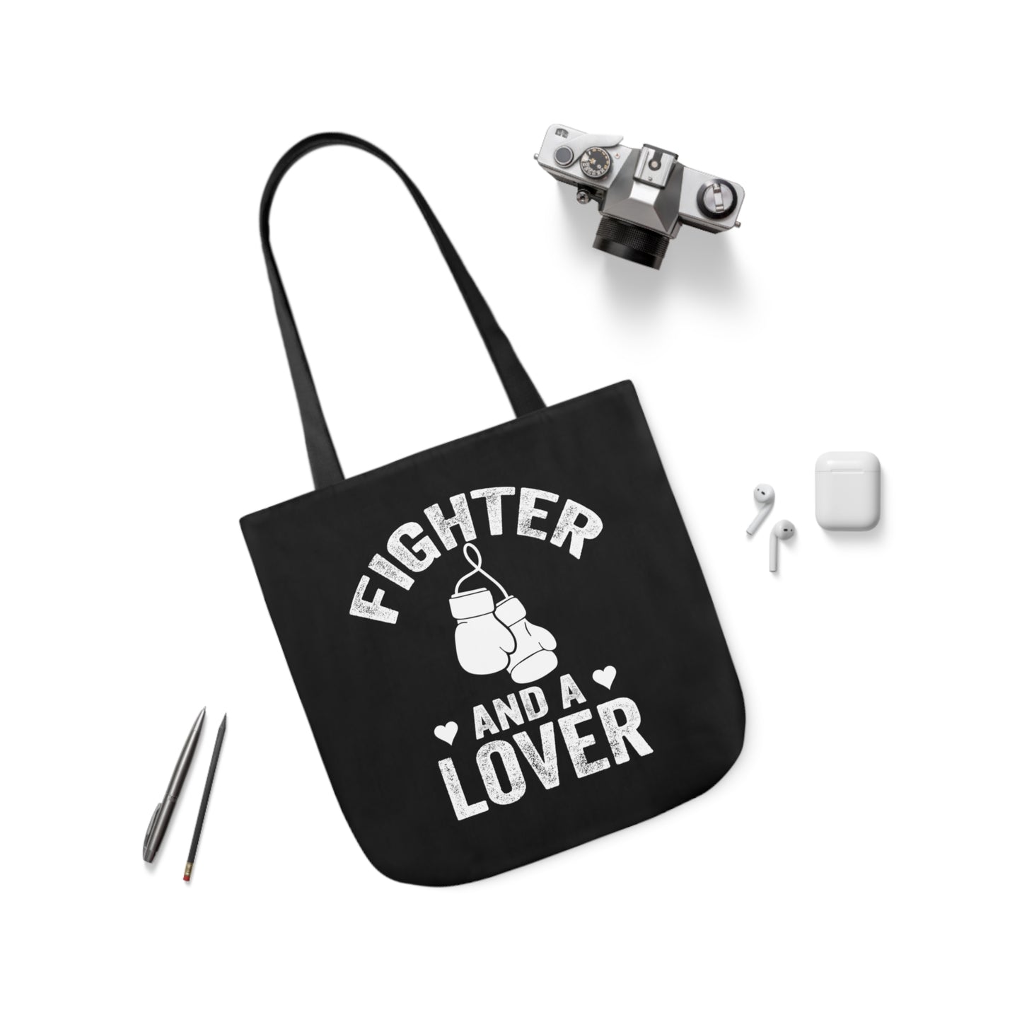 Fighter & A Lover Polyester Canvas Tote Bag in Black