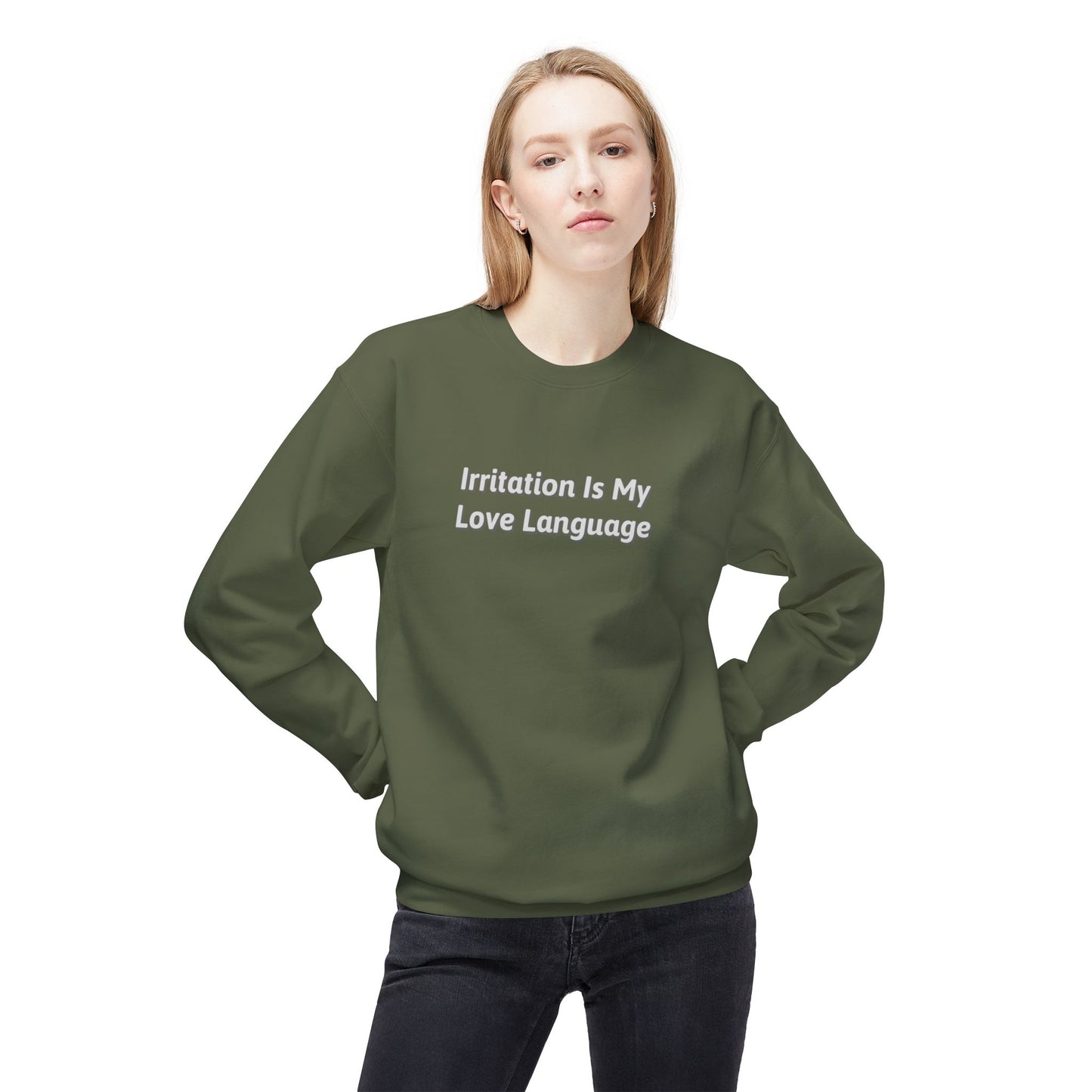 Irritation Is My Love Language Unisex Midweight Softstyle Fleece Crewneck Sweatshirt