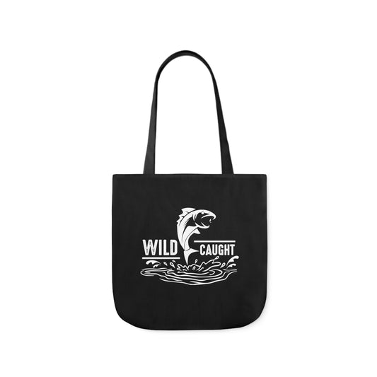 Wild Caught Polyester Canvas Tote Bag in Black