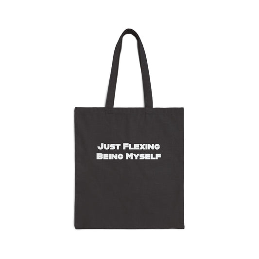 Just Flexing Being Myself Cotton Canvas Tote Bag in Black